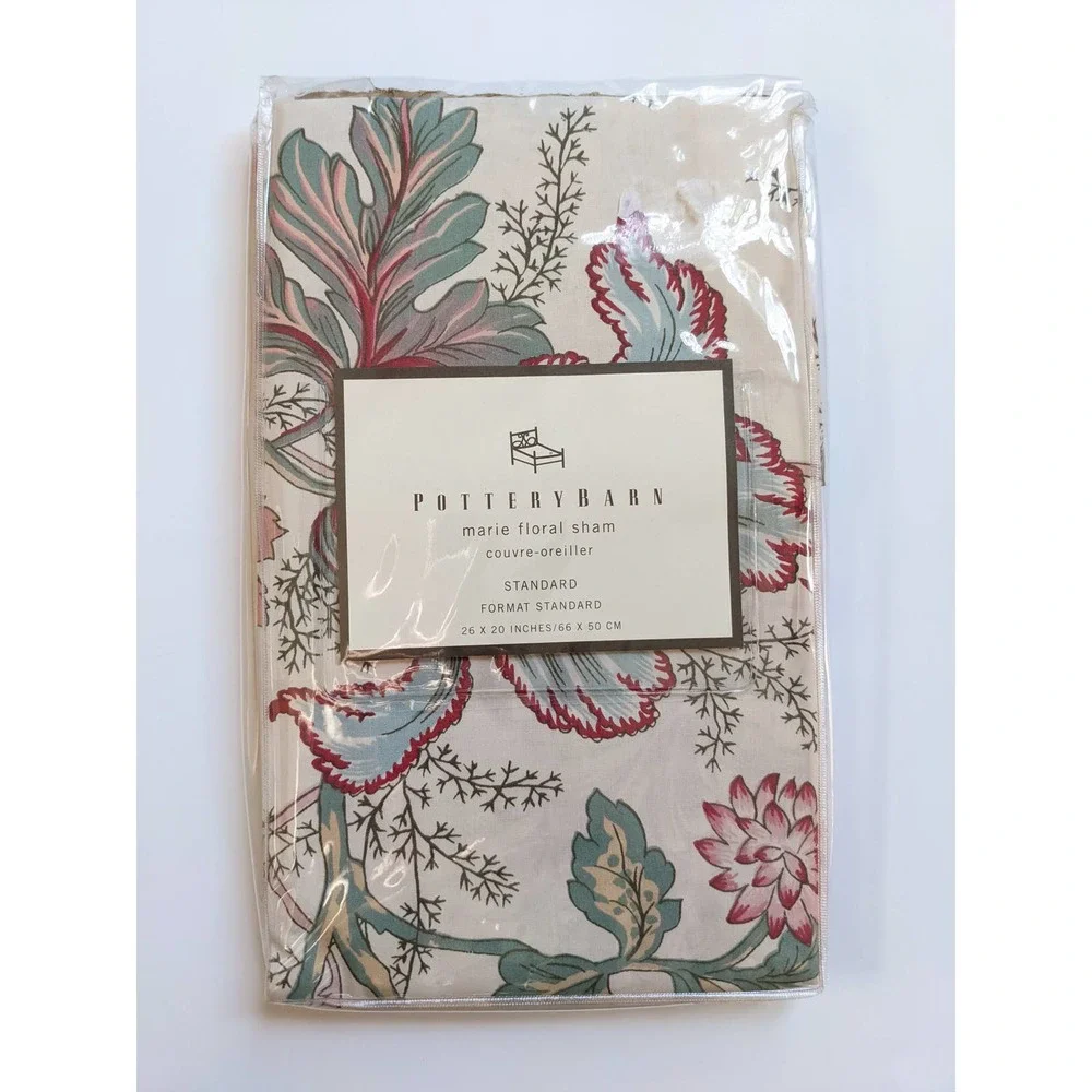 Pottery Barn Marie Floral Pillow Sham Standard Size Set of 2‎ 100% Cotton NEW